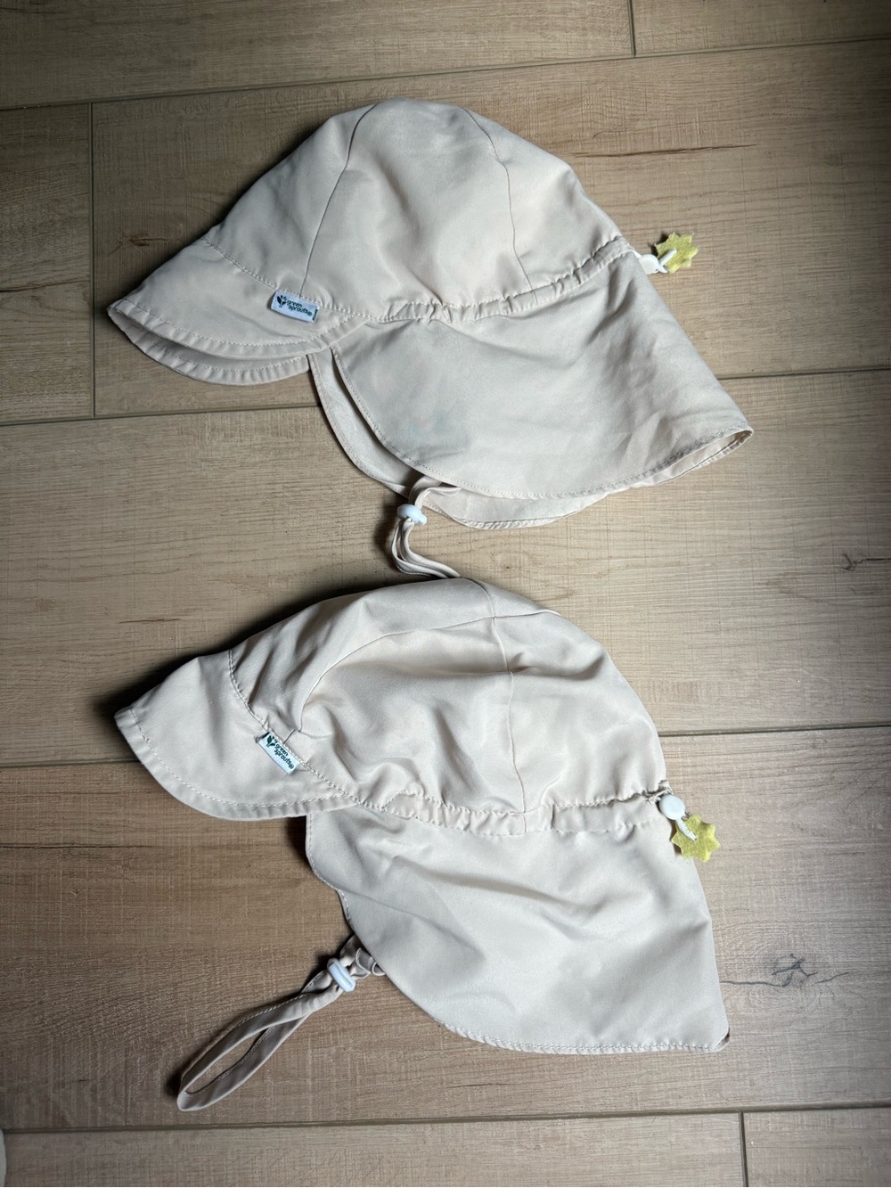 Green Sprouts Baby Toddler UPF 50+ Eco Safety Flap Hat Duo in Beige